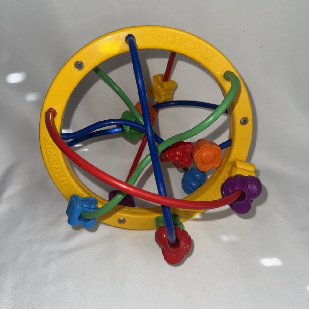 Kiddicraft Bead Ball Puzzle Ball Baby Toy Bright Colors Vintage Plastic Learning - Picture 7 of 9